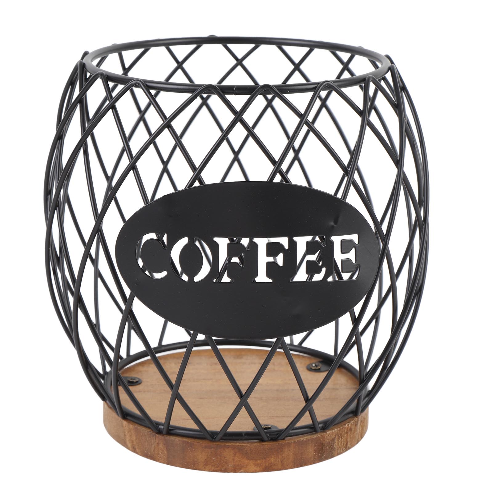 Coffee Pod Holder Iron Large Capacity Stylish Look Easy Access Wooden Base Coffee Pod Storage   for Home Coffee Bar
