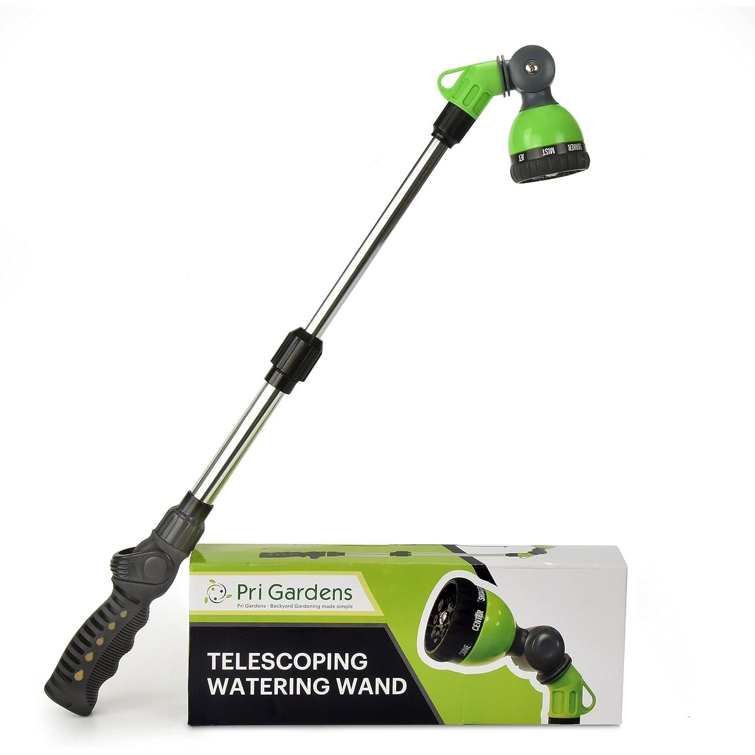 Watering Wand 18 - 24 , Zinc Alloy Handle, Stainless Steel Tube, Ratcheting Head, Thumb Control and Soft Handle. зелёный