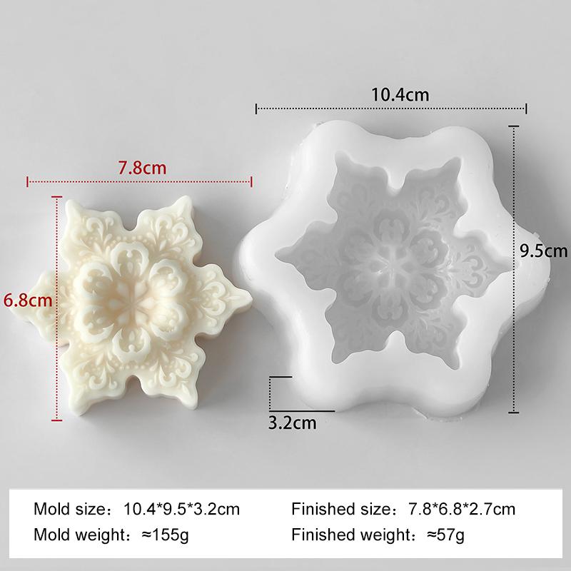 Christmas Snowflake Candle Mold Handmade Aroma Candle Epoxy Resin Silicone Molds DIY Chocolate Cookies Baking Tool