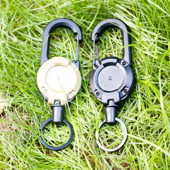 1/4Pcs Retractable Keychain with 60CM Steel Cord Heavy Duty Carabiner Badge Reel ID Holder Extendable Camping Hiking Hanging Buckle Keyring