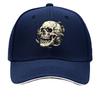 UnisexS Skull Graphic  Black Flat Brimmed Hat with White Skull Design Casual Streetwear  Outdoor Sp Sandwich Baseball Cap