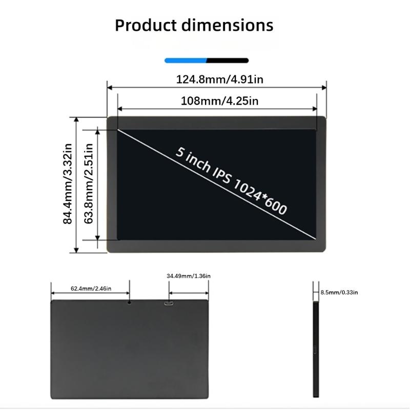 5inch USB Type C Display Secondary Screen LCD Computer CPU GPU PC Secondary Screen LCD Moniter Type C Power Supply