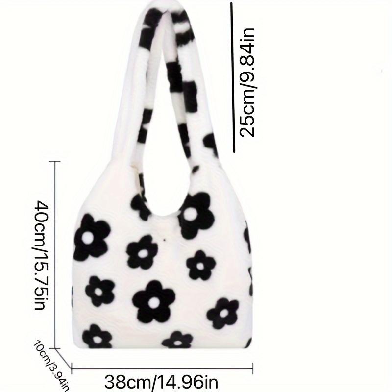 Chic Floral Plush Tote Bag For Women Soft Spacious & Stylish With Large Capacity Perfect For Fall Winter