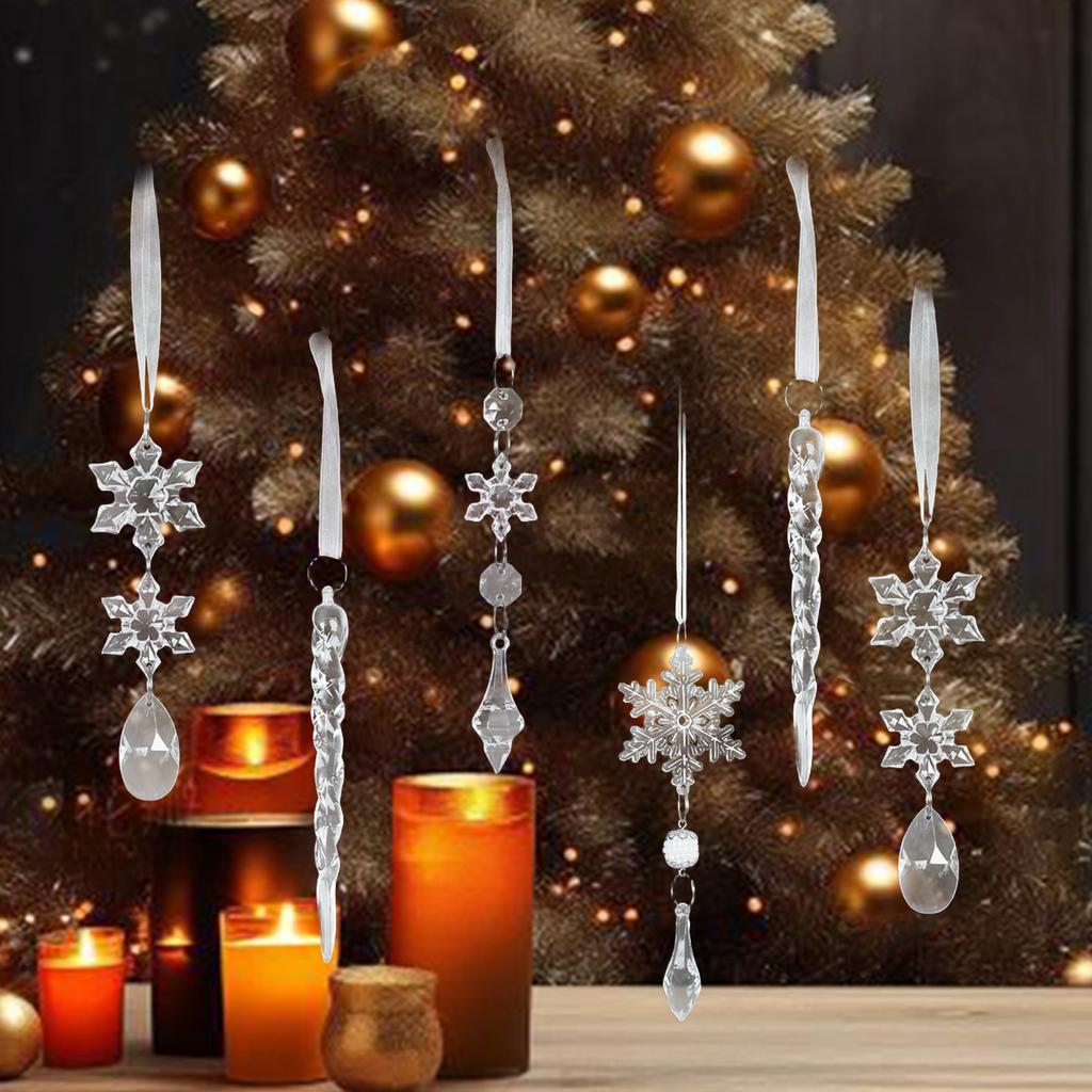 20 ks Křišťálové vánoční ozdoby Závěsné ozdoby Vločka a Rampouch Přívěsky Ozdoby na vánoční stromeček