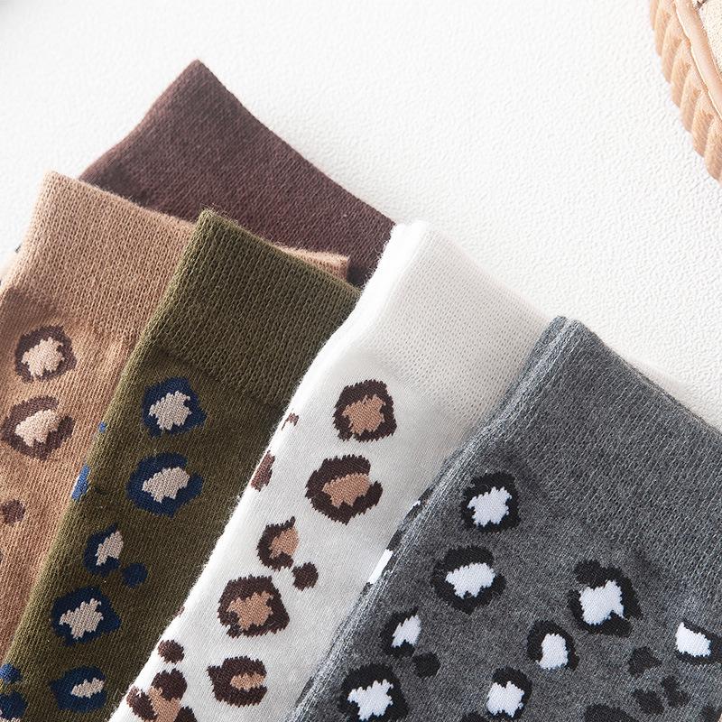 Autumn Leopard Print Women's Mid-Calf Cotton Socks - Hot Style