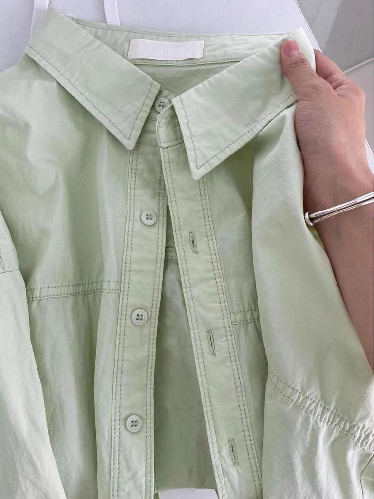 Women's Simple Sweet Pure Cotton Long Sleeve Shirt for Spring, Autumn & Winter