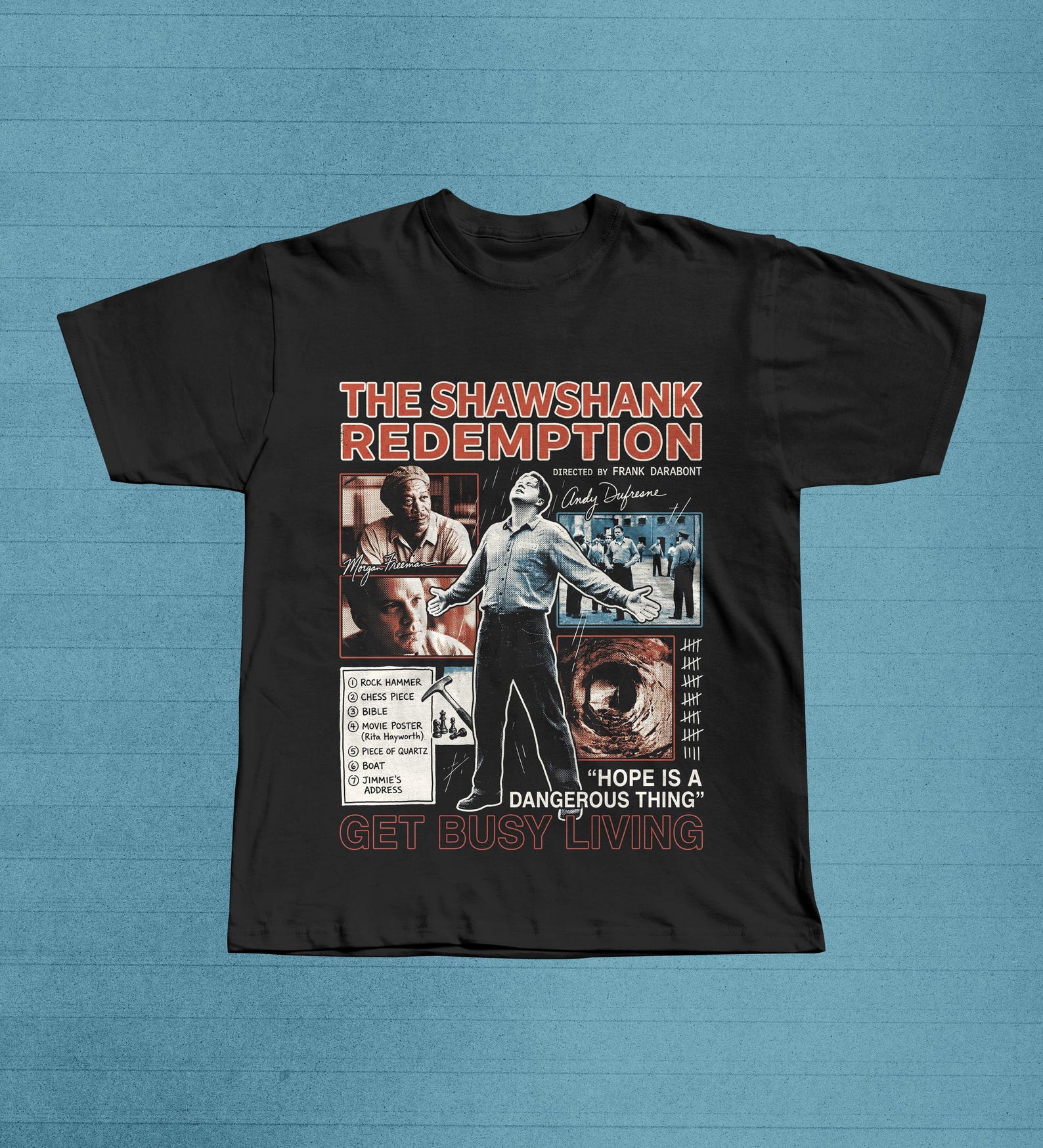 The Shawshank Redemption Movie Graphic Tee | Andy Dufresne Classic Film T-Shirt 4XL