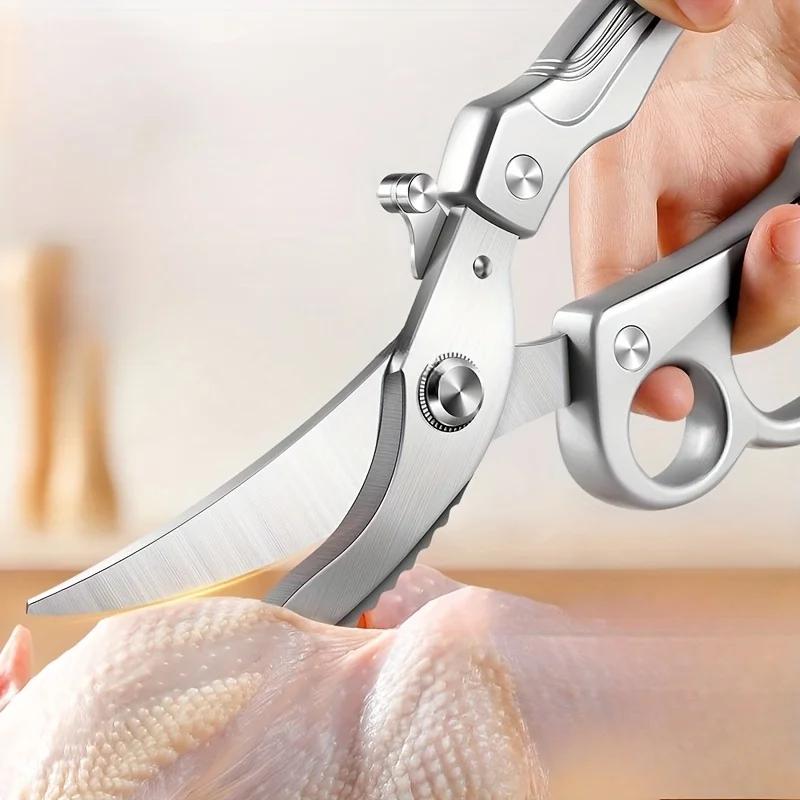 Multipurpose Kitchen Scissors Stainless Steel Scissors for Meat Vegetables,scrape Fish Scales Scissors Powerful Chicken Scissors