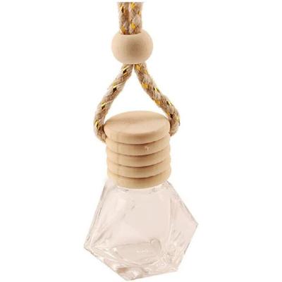 4Pcs 8ml Hanging Car Air Freshener Bottle Scent Essential Oil Car Diffuser with Wooden Cap Glass Vial Pendant for Aromatherapy