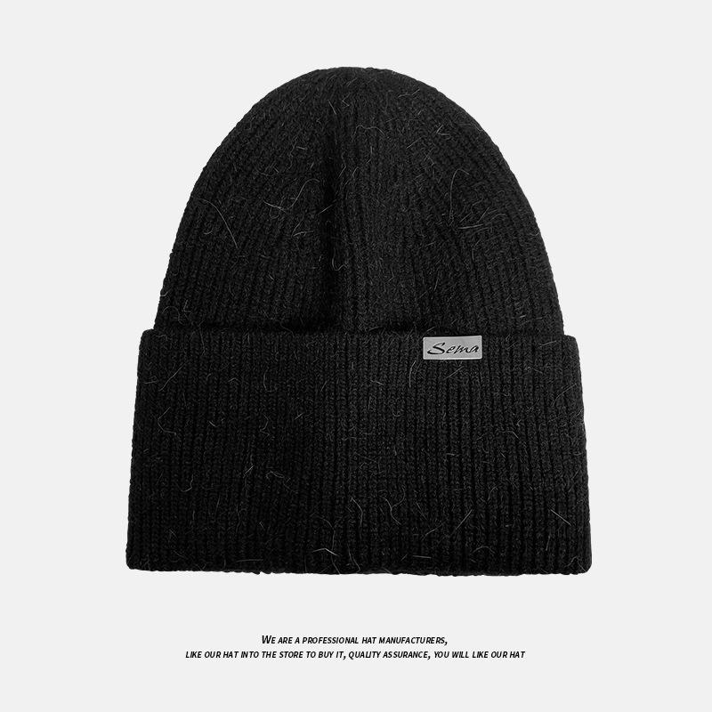 Rabbit Fur Hat for Women In Autumn and Winter Versatile Plush Knitted Woolen Hat Large Head Circumference Warm Ear Protection Head Covering Cold Hat