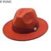 New Fashion Women Men Wide Brim Felt Jazz Fedora Hats Solid Color Party Trilby Wedding Hat Autumn Winter Hats 56-58-60CM
