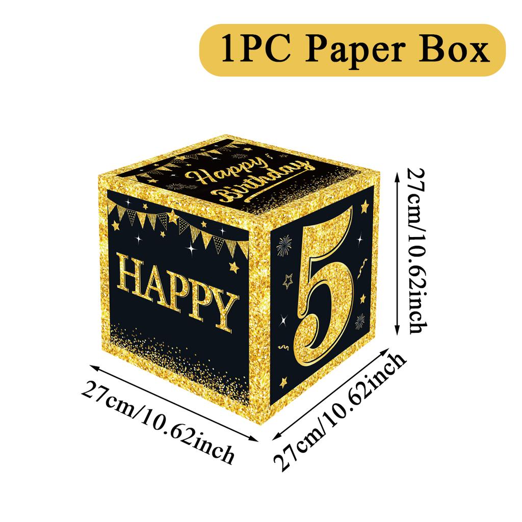 Black Gold Birthday Number Box Happy DIY 0-9 Birthday Party Decoration Kids Adults Birthday Party 18 30 40 50 Anniversary Decor