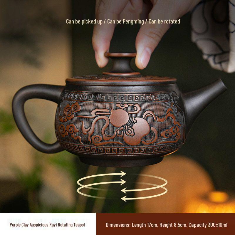 Hand-Carved Dragon Head Purple Clay Teapot, Large Capacity Gongfu Tea Set Souvenir