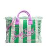 St. Barthes Beach Canvas Tote Bag New Fringed Embroidered Handbag European and American Trend Messenger Bag Women