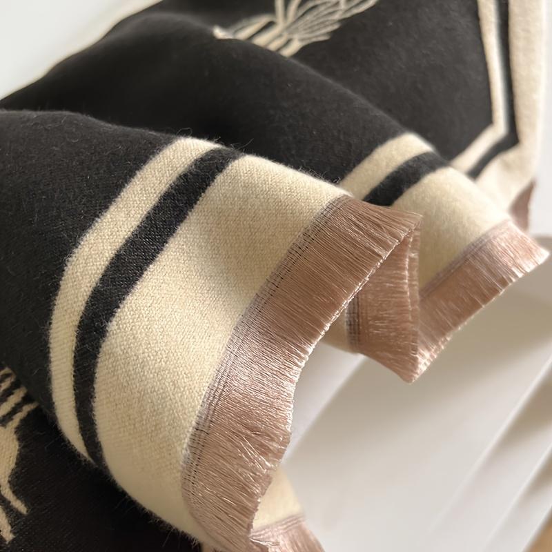 Oboustranný včelí žakárový šátek Imitace kašmíru Silný teplý třásňový šátek Podzim Zima Chladuvzdorný Neelastický šátek