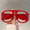 New Oversized Square Wide Leg Anti Blue Light Eyeglasses Women Vintage Red Patchwork Computer Glasses Frame Ladies Sexy Shades