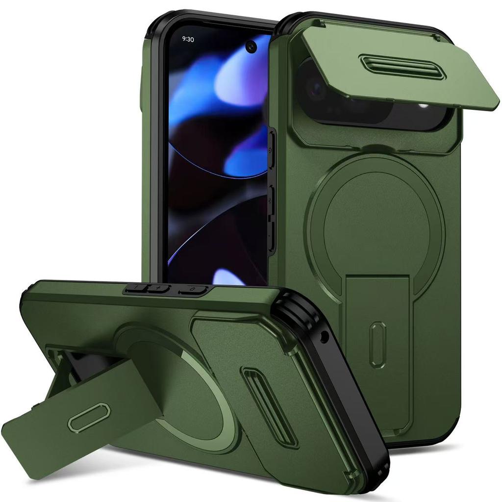 Armor Shockproof Magnetic Case For Google Pixel 10 9 Pro XL 9A Lens protection stand bracket wireless charging For Magsafe Cover