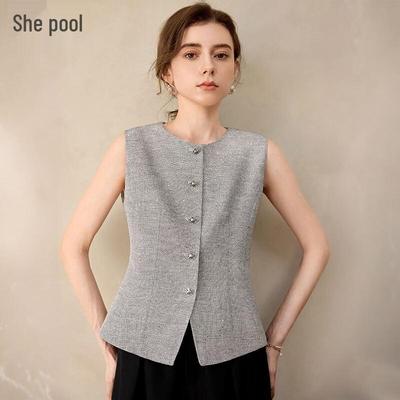 Women's Wool Blend Round Neck Vest