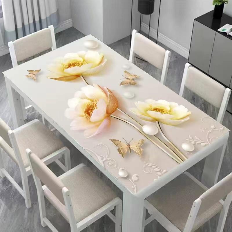 Piele PVC față de masă pentru masă de cafea, masă de dining, impermeabilă, rezistentă la ulei, anti-opărire, rezistentă la murdărie și fără spălare, stil modern simplu drăguț pastoral