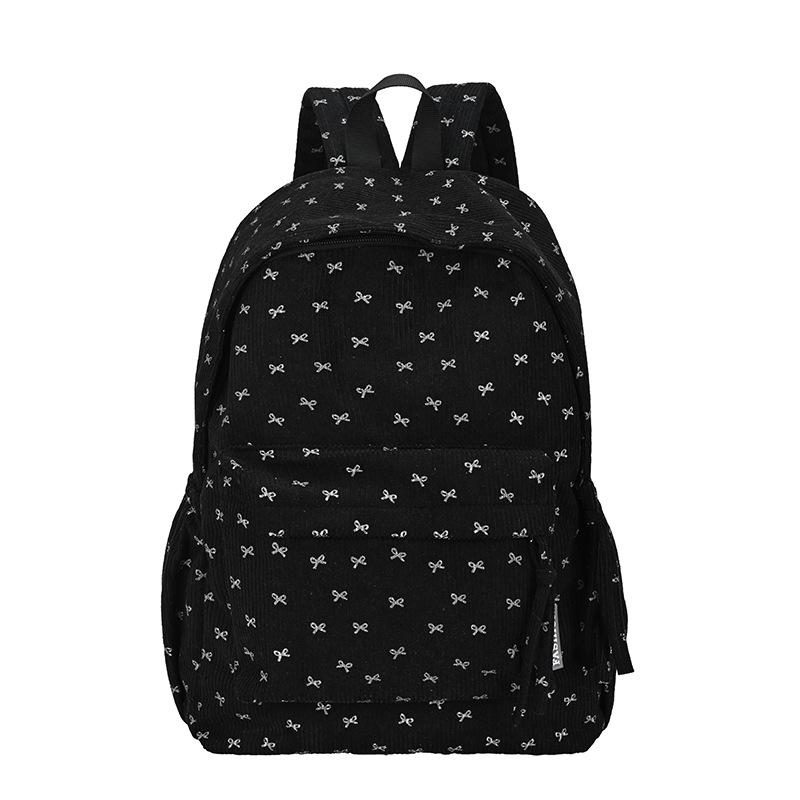 Schoolbag Japanese ins Printed School Bag Girls Junior High School Students Corduroy Design Sense Niche Versatile Backpack Women