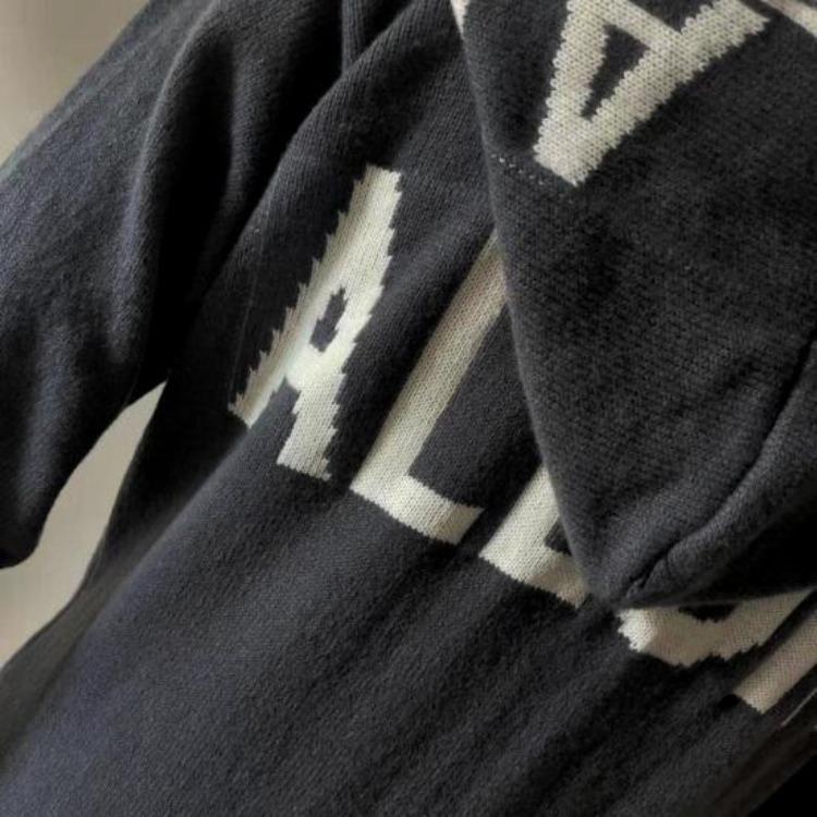 Cappotto Invernale da Donna Maglione Lungo con Cappuccio Autunno Spesso Caldo Lavorato a Maglia Lunghezza Media Ampio Chiusura con Zip Tasche Fantasia Lettere