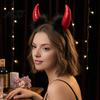 Decorative Horns for Halloween Costume Devil Headband Pitchfork Lace Eye Masque Set, Horn Red Demon Accessories Adults, Masquerade Balls, Carnivals