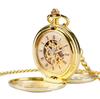 Luxury Antique Pocket Watch High Quality Gold Color Double Glossy Cover Custom LOGO Acceptable Mechanical Pocket Watch