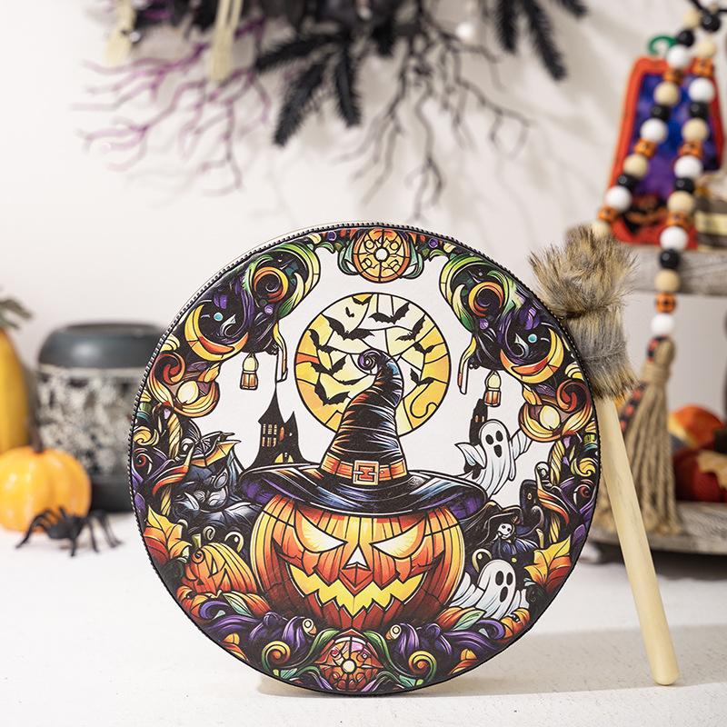 Ghost Festival Decoration Halloween Ghost Pumpkin Drum Shaman Drum Atmosphere Drum Beating Music Drum Undead Drum