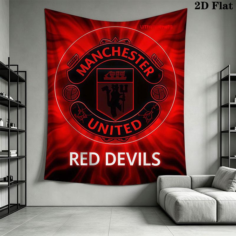 Man Utd K Wall Hanging Printed Fabric Blanket Decorative Tapestries for Bedroom Living Room Home Decor