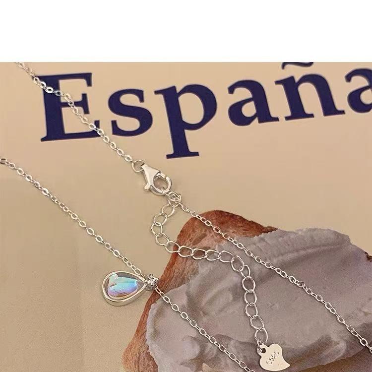 S925 Silver Water Drop Zircon Pendant Necklace - Elegant and Versatile Clavicle Chain