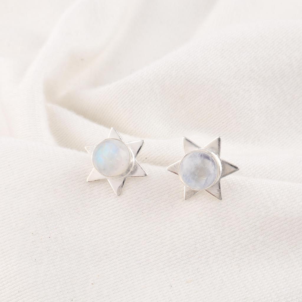 Rainbow Moonstone Earrings Gemstone Jewelry, 925 Solid Sterling Silver Earrings, Gift For Women Handmade Earrings