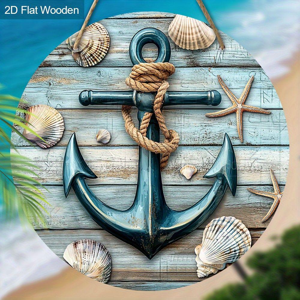 

2D плоские подвесные декоративные таблички, украшение для интерьерной стены или двери, украшение для сада, рисунок - якорь, подарок на новоселье для друзей 2D,Style1,1pc