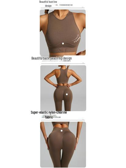 European & American Seamless Ribbed Yoga Suit: High-Intensity Running Fitness Vest & Bra Set