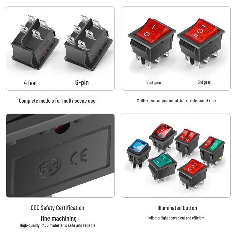 HUIJUN KCD4 Rocker Power Switch with LED Indicator