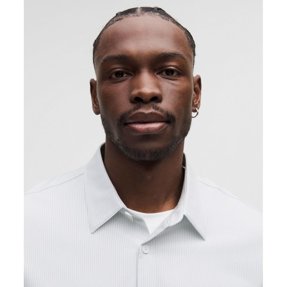 Lululemon New Venture Long Sleeve Shirt  Updated Classic Fit Proper Stripe White Heathered Starch Blue