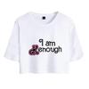 Fashion Women Casual I Am Kenough Print Short Sleeve Crop Top Funny Tee Shirts Hipster O-neck Cool Tops