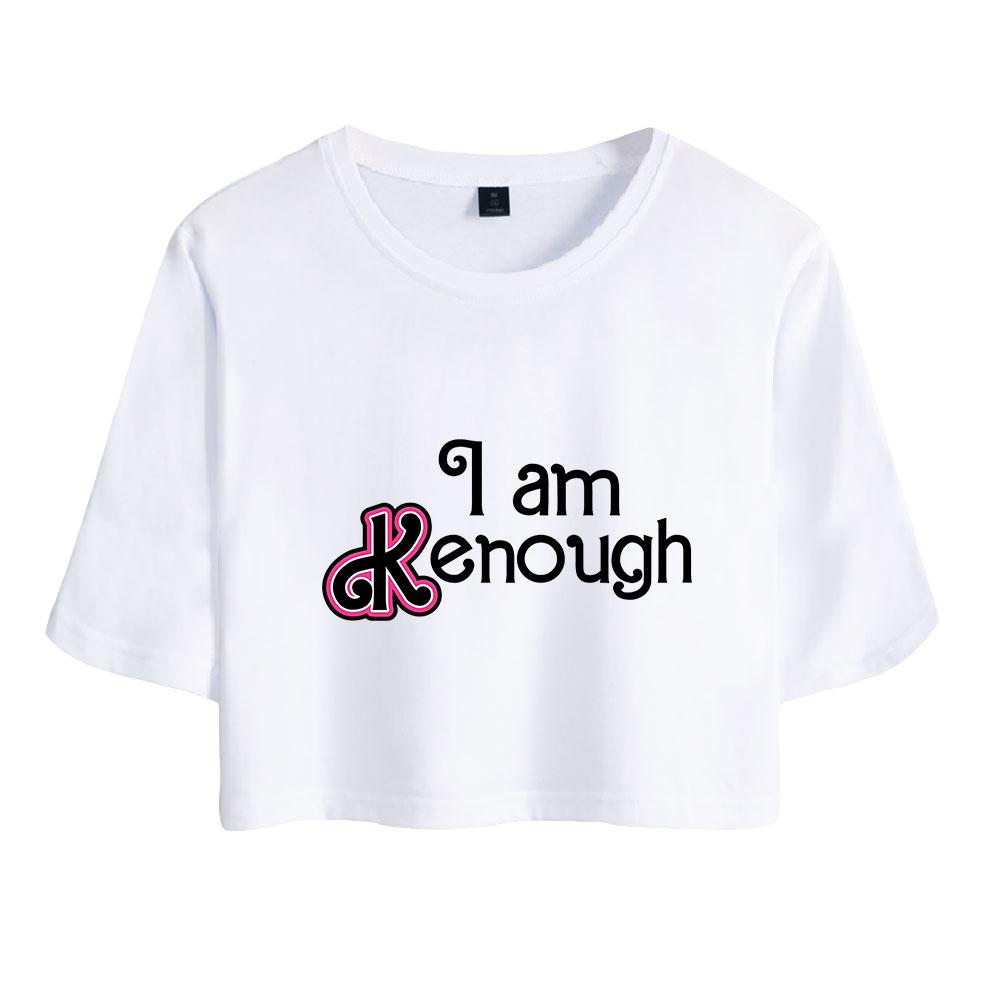 Fashion Women Casual I Am Kenough Print Short Sleeve Crop Top Funny Tee Shirts Hipster O-neck Cool Tops