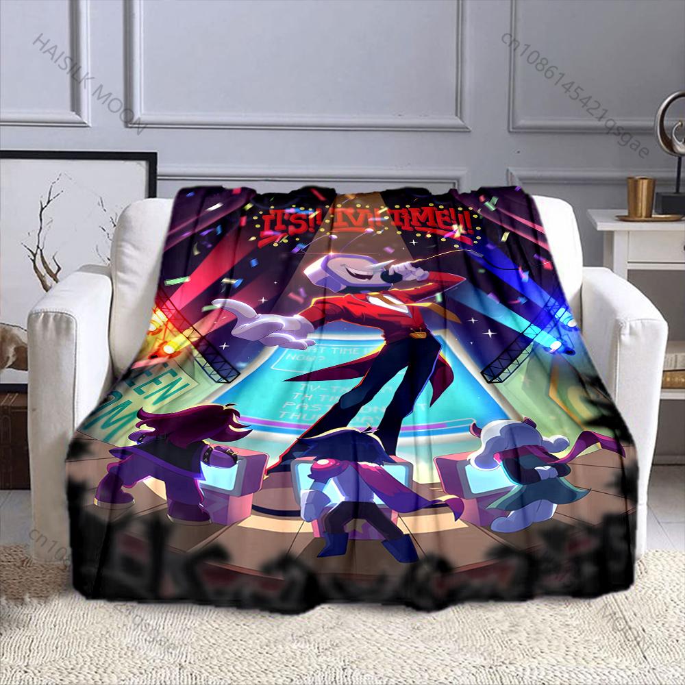 1PC TV Time Man Cartoon Print Blanket Warm Soft and Comfortable Home Travel Blanket Sofa Bedding Camping RV Blanket