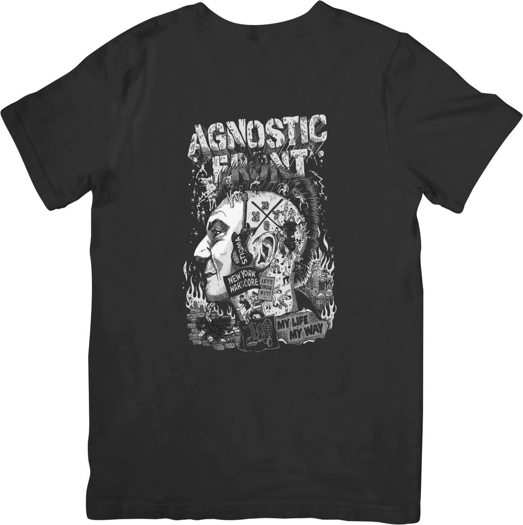 Agonstic Front Punk Rock Music Fit for Men & Women Quality Cotton T-Shirt Black