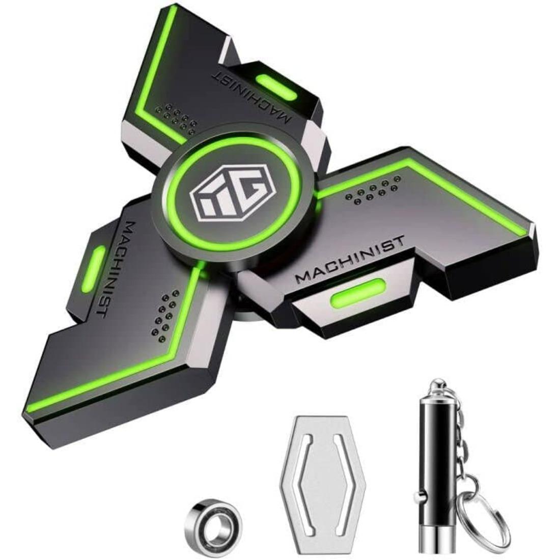 

Fidget Spinners Cool, іграшка Figets для полегшення стресу, тривоги і СДУГ, іграшка Fidget Light Up Spinner, металева іграшка Finger Hand Spinner зі світлом 7*7*1.49cm зелений