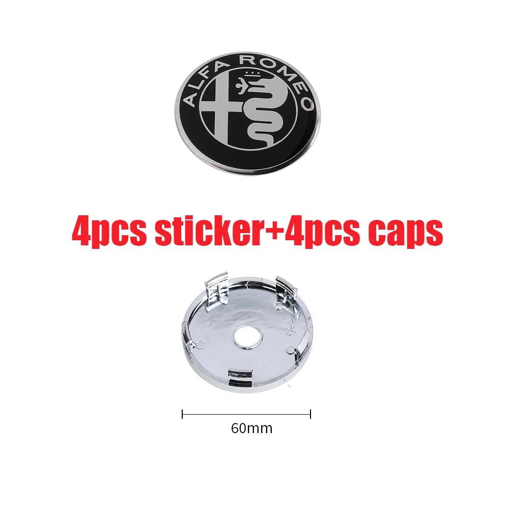 4Pcs 56/60MM Car Wheel Center Hub Caps Badge Tire Rim Covers For Alfa Romeo Giulietta 147 Giulia Spider GT MiTo Stelvio 159 TZ3