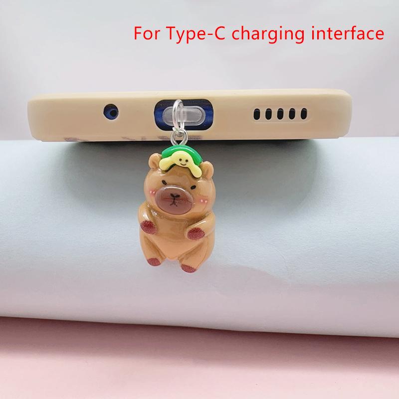 Phone Dust Plug For Iphone Type-C Micro Interface Cute Capibala Decorative Hangings Universal Dust Plug