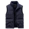 Men's Casual Solid-color Sleeveless Cotton Vest, Men's Fleece Thickened Multi-pocket Stand-up Collar Workwear Jacket