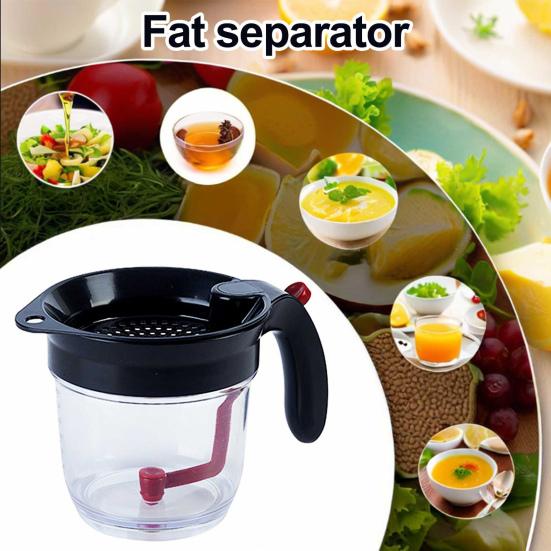 Fat Separator Cup with Bottom Release 4-Cup Gravy Strainer & Oil Filter for Cooking Heat-Resistant Kitchen Gadget