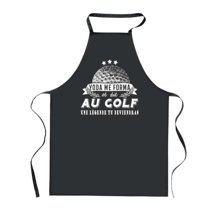 Tablier de cuisine - PLANETEE - Golf Légende Humour - Noir - 90x60 cm - Imprimé en France