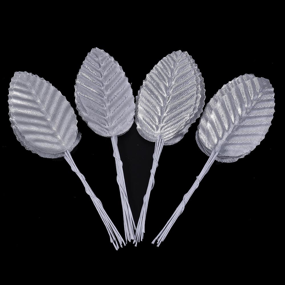 40pcs Colorful Artificial leaves Fake Silk Plant For DIY Wedding Birthday Party Home Bouquet Wreath Crafts Scrapbooking Decor