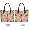  Christmas Pattern Canvas Tote Bag Large Capacity Daily Handbag for Women
