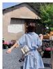 Women's Summer Blue Striped Shirt Dress: Korean-Style Two-Piece Look