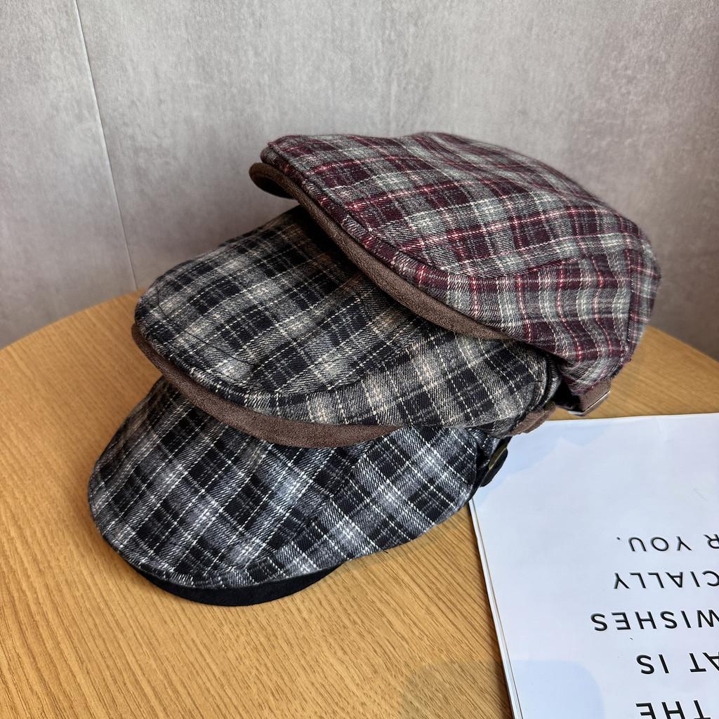 Checkered Fashionable Retro Pattern Women Casual Beret For Autumn And Winter