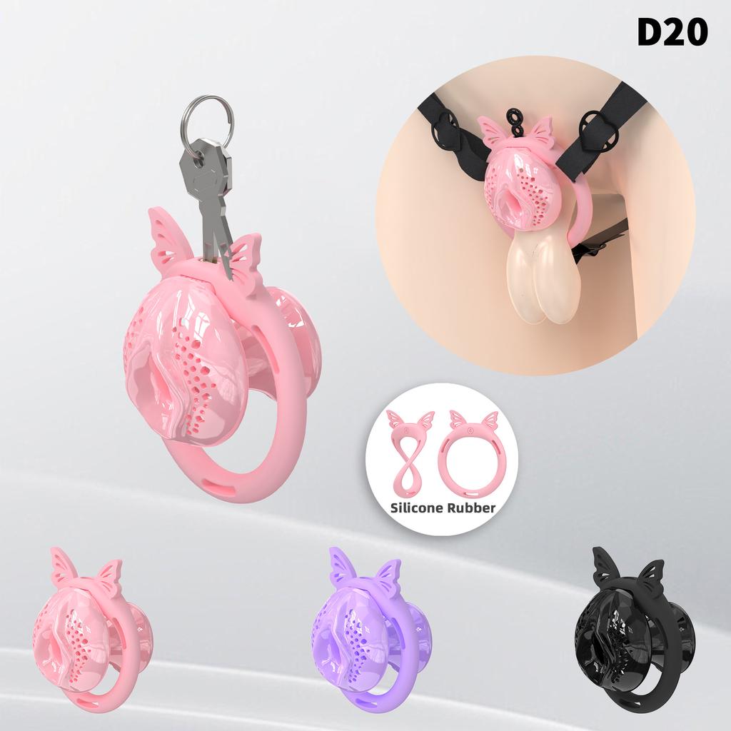 Lightweight Breathable Chastity Devices Set with 4 Penisrings Inverted Sissy Cock Cage SM Adult Sex Toys Chastity Lock